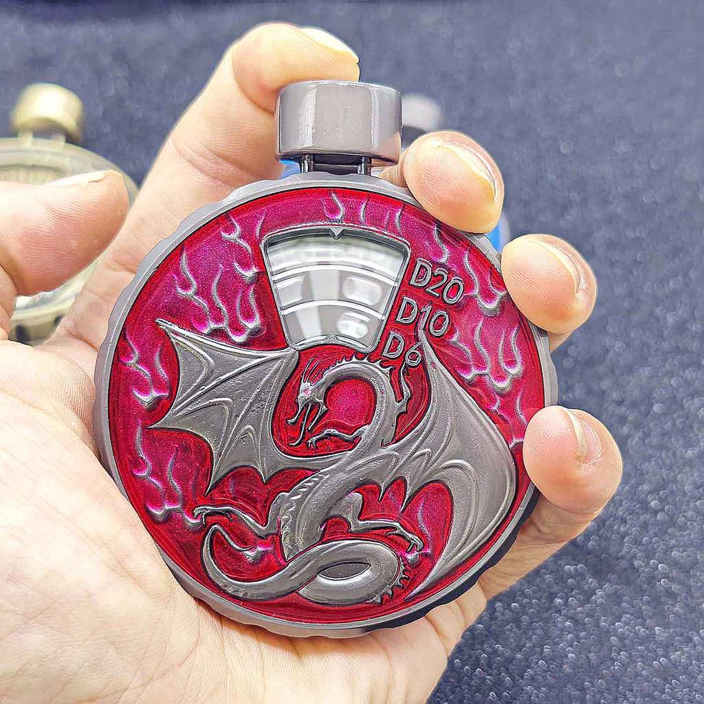 Cthulhu Wyvern 7 in 1 Button Presser Spinning DnD Metal Dice Bottle Roulette Game