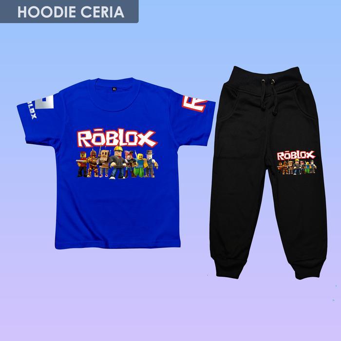 Premium Setelan Baju Roblox Anak - Kaos Roblox - Set Kaos Dan Celana Anak Gambar Roblox Original