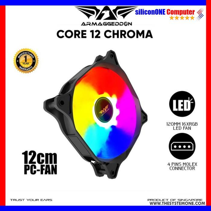 TERMURAH Armaggeddon Core 12 CHROMA Rainbow / BLUE / RED Fan Molex Led