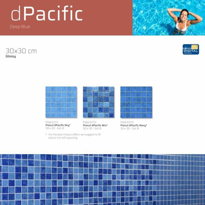 Keramik Roman 30x30 dPacific Sky Mix Navy PWA33711 PWA33713 PWA33712 Pacific Precut Wall Tiles Kolam