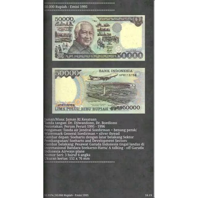 Promo Uang Kuno 50000 Soeharto Kertas Tahun 1995 Terlaris