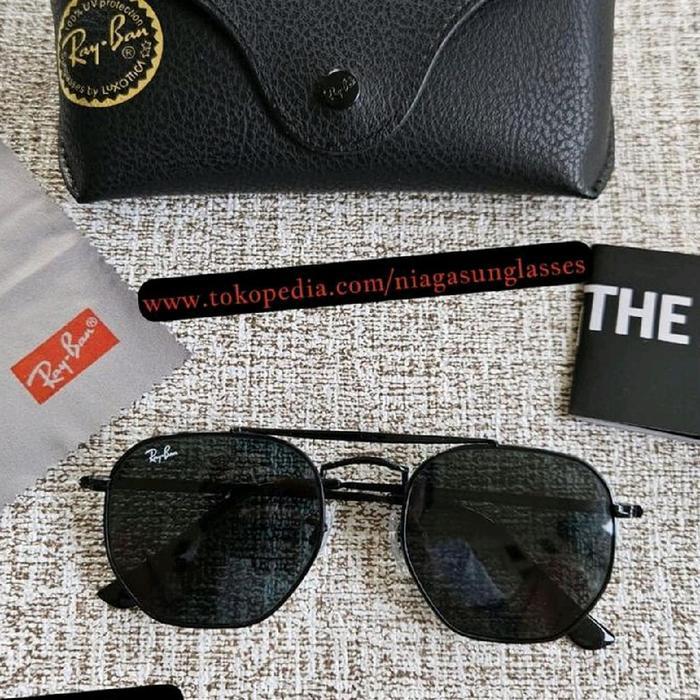 Rayban Marshal 3648 Kacamata Pria Wanita Model Pilot dengan Bingkai Stainless Steel - Hitam 3648 - H