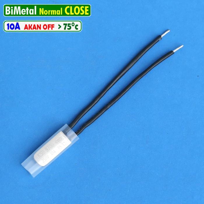 Bimetal NC Thermostat 75C 10A KSD9700 Sekering Sensor Suhu Otomatis