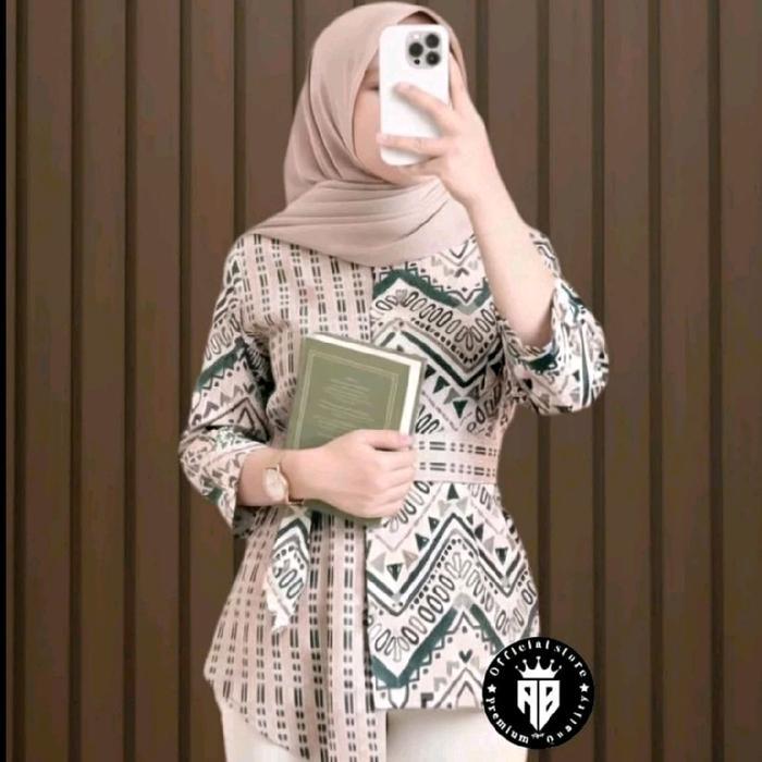 atasan baju batik wanita kekinian lengan panjang model modern katun elegan Etnik