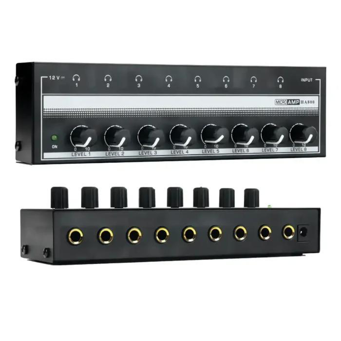 Promo Audio Amplifier Headphone Splitter 8 Channel Volume Control Penguat Mic Adaptor Metal Jam