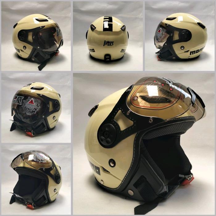 Helm Jpn Momo Kaca Pilot Warna Cream Glossy