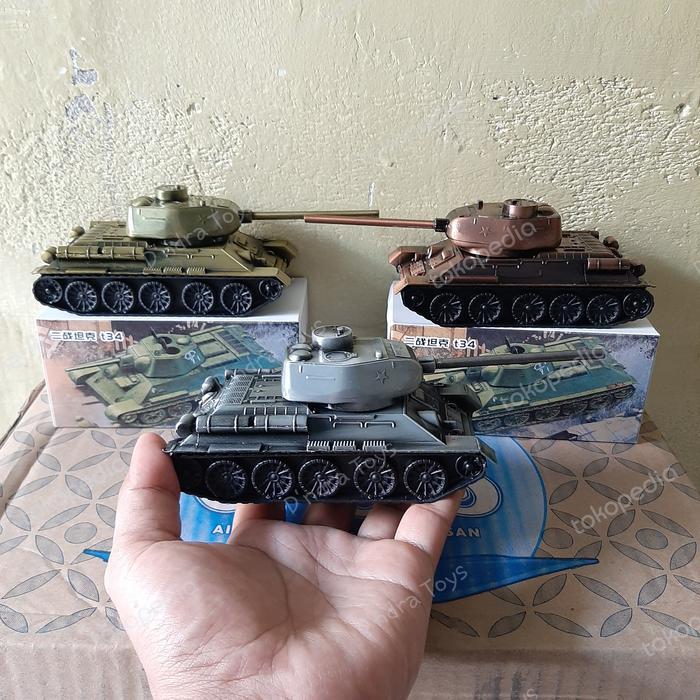 Diecast Miniatur Tank T34 Mainan Tank Militer Kendaraan Perang Terlaris