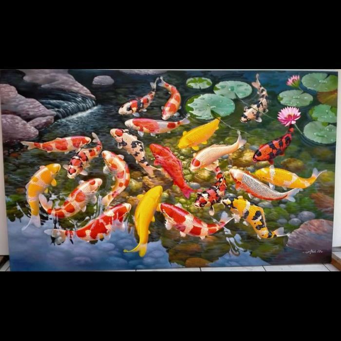 BERGARANSI lukisan ikan koi 3d berkualitas