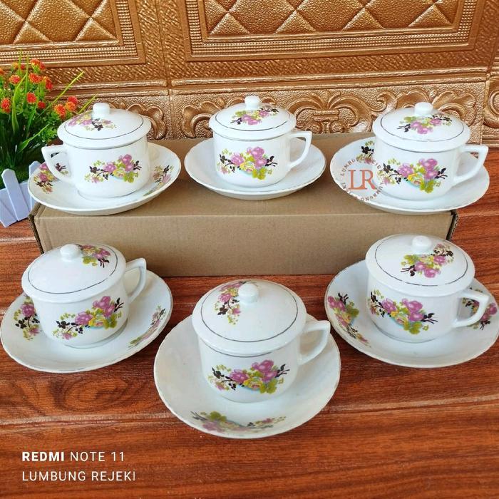 Promo Cangkir Kopi Keramik Jadul Vintage / 1Set Cangkir Kopi Warkop / Cangkir Kopi Jadul / Cangkir