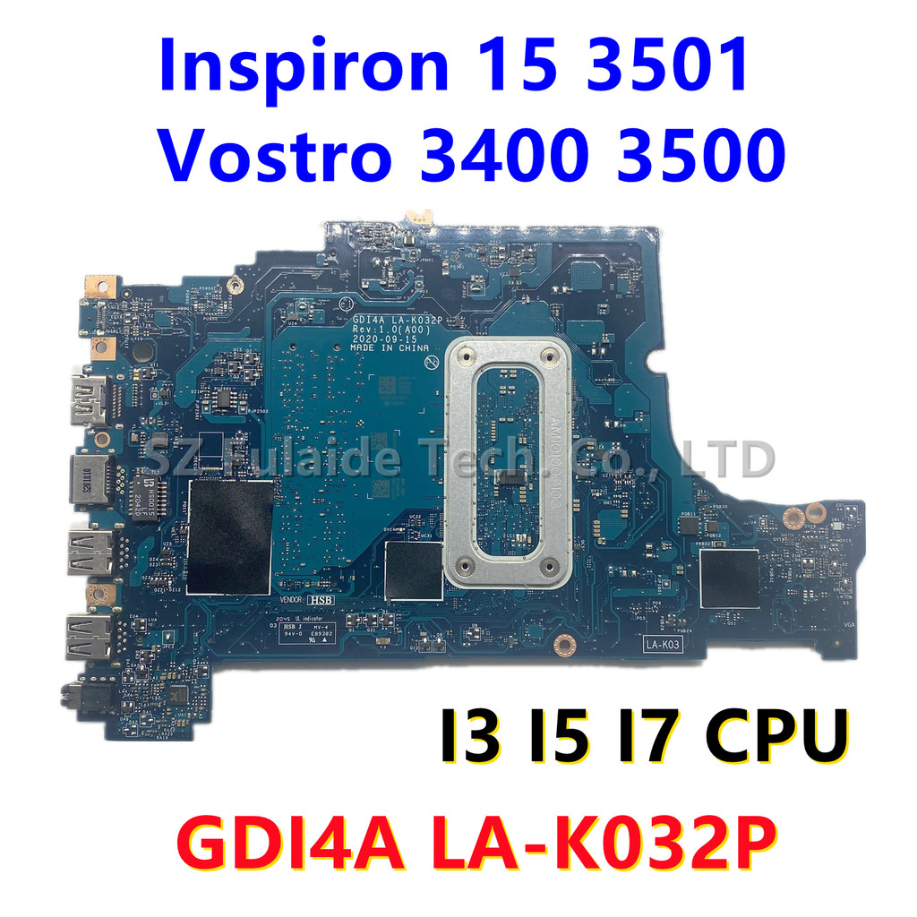 GDI4A LA-K032P For Dell Inspiron 15 3501 Vostro 3400 3500 Laptop Motherboard I3-1115G4 I5-1135G7 CPU