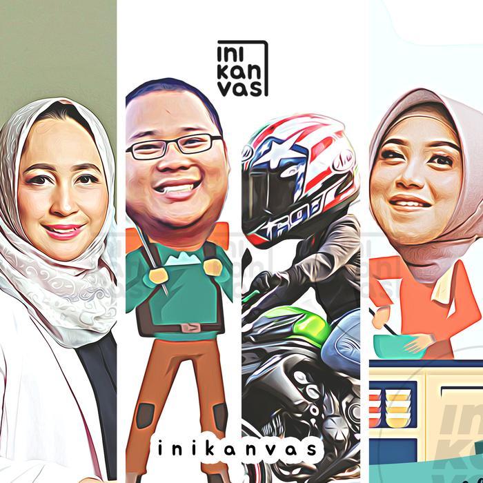 Promo Karikatur Sketsa Kanvas 20 X 30Cm Print Cetak Gambar Foto Wajah Wisuda Terlaris