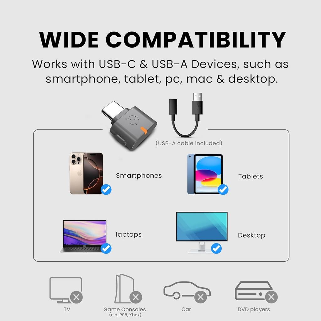 Avantree C82 Aura - Auracast Audio Transmitter, USB-C Adapter for Hearing Aids, Compatible with
