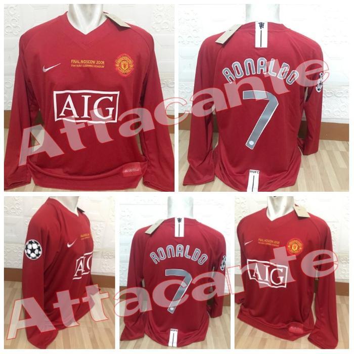 NEW Jersey RETRO EmyuU_ Final 2008 Long Sleeve+ Nmeset RONALDO 7+Patch+MDT