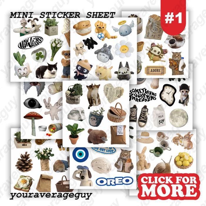 TERMURAH mini sticker sheet aesthetic deco y2k kidcore cute thence weirdcore journal waterproof