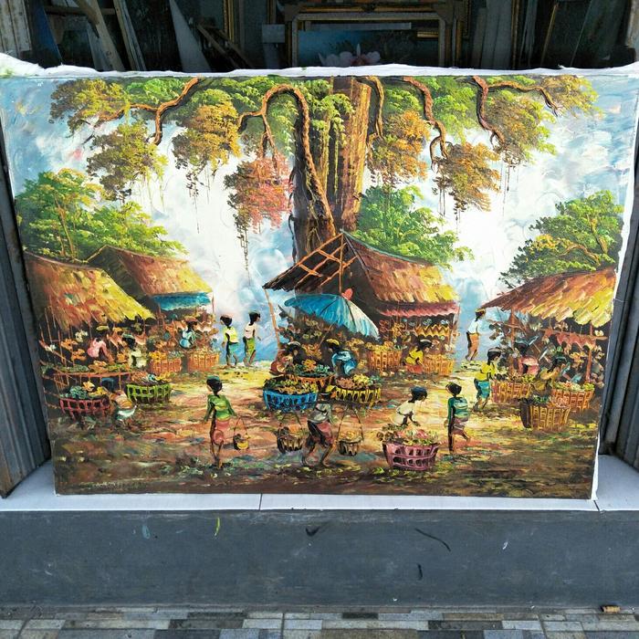 Lukisan Dinding Pasar Tradisional Tanpa Bingkai Jelekong Gallery Lukis Tbk