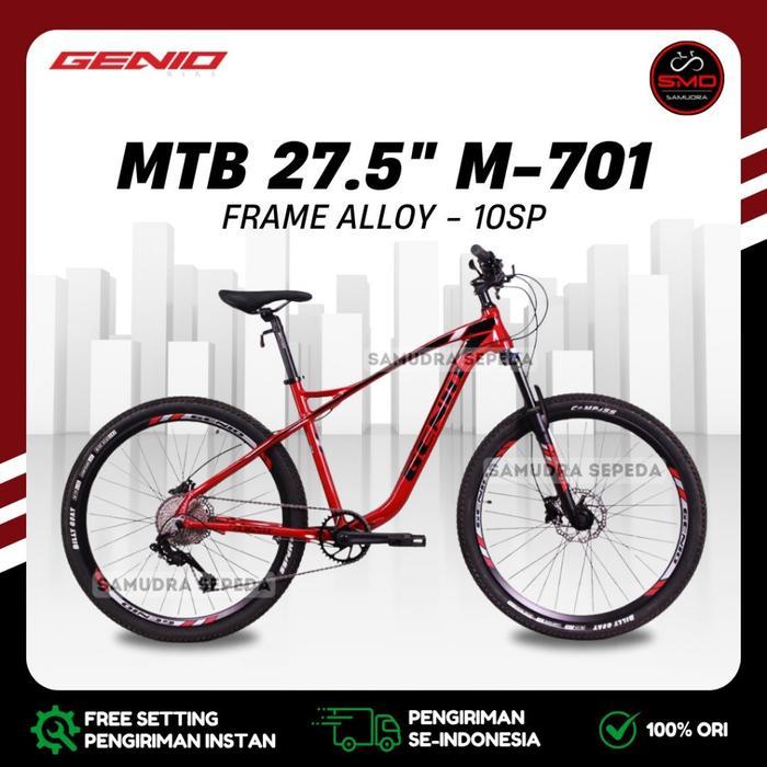 Sepeda Gunung MTB 27.5 United Genio M-701 Alloy Hydrolic 10SP Murah BDG - Merah Hitam, Instan Bandun