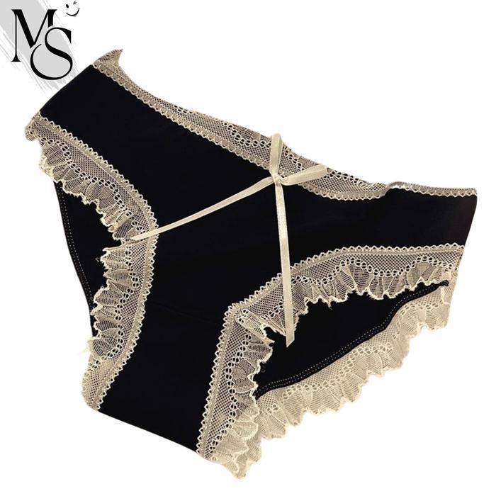 MoodStyle // CD1497 Celana Dalam Motif Pita Renda CD Transparan Polos Korea Seamless Underwear CD