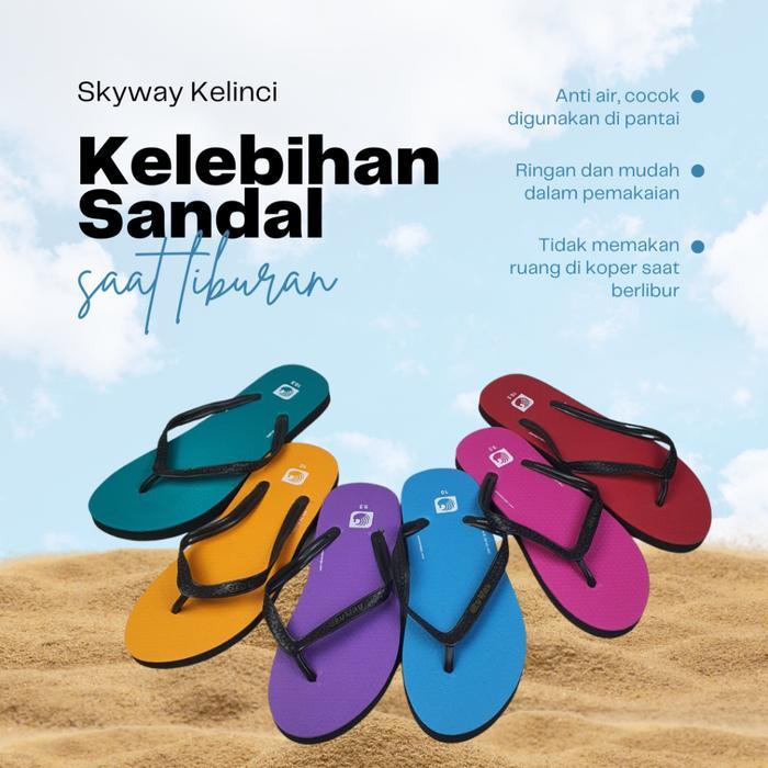 TERMURAH SKYWAY SANDAL JEPIT KARET KAYA WARNA SKYWAY KELINCI WARNA CERIA ANTI SLIP BAHAN PREMIUM