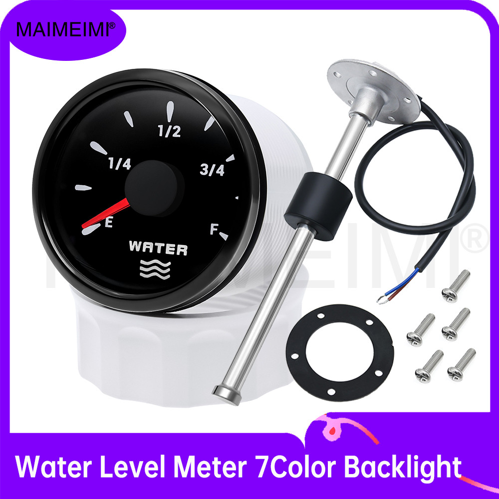 52mm Car Truck Boat Gauge Waterproof Digital Pointer Water Level Meter 7Color Backlight 100mm-500mm