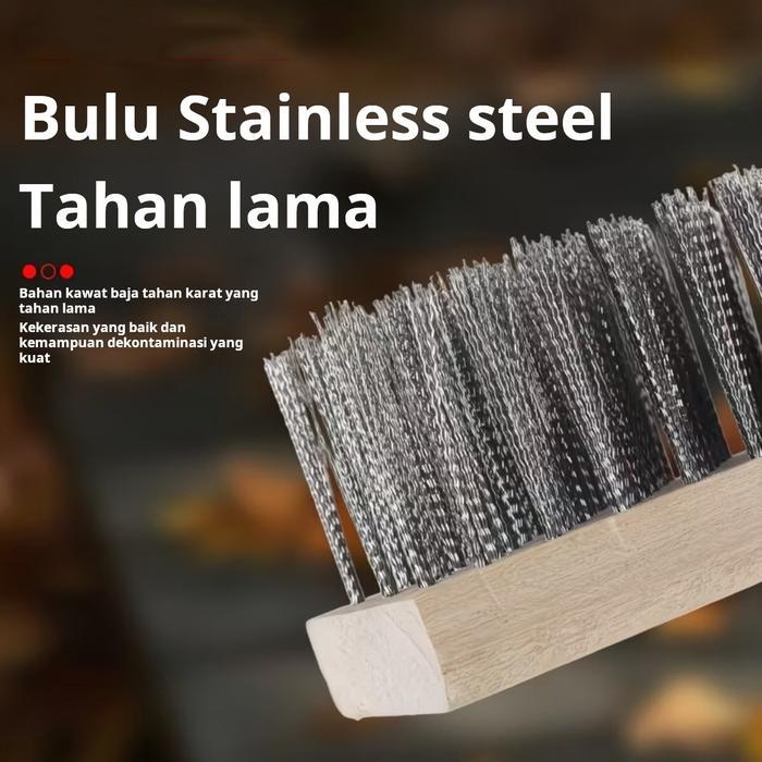 Sikat Kawat Stainless Steel Pegangan Panjang Kawat Baja Sikat Pencucian Lantai Sikat Pegangan