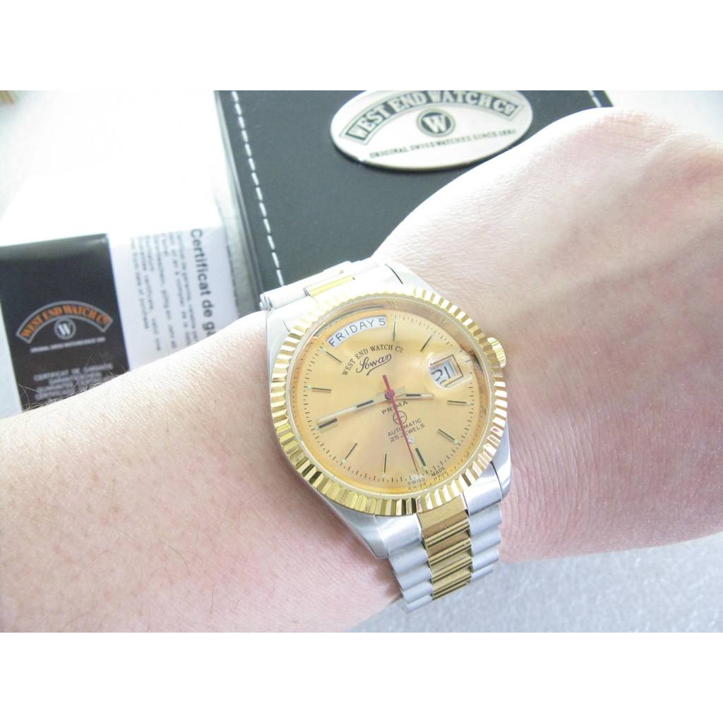 West end Sowar English Fan Double Calendar Steel Military male Watch eta 2834 prima