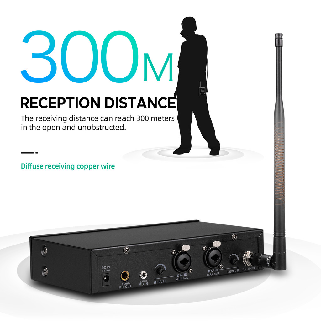 Debra ST-102 Wireless In-Ear Monitor System UHF IEM Stereo with Bluetooth 5.0 UHF for Distance