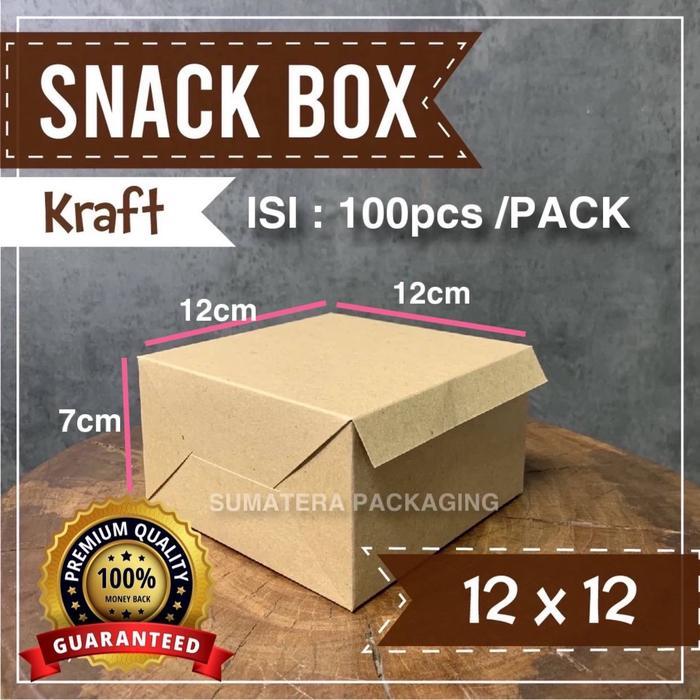 [Isi 100 Pcs] Kotak Kue Snack Box Kraft Tebal Isi 100 Pcs Kotak Dus 12X12 12X14 12X16 15X15 Dus