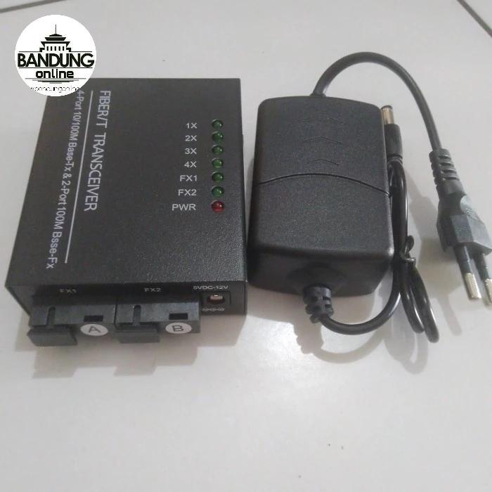 TERMURAH Fiber Optic Switch Media Converter 2 SC 4 RJ45 - Pasangan HTB 3100