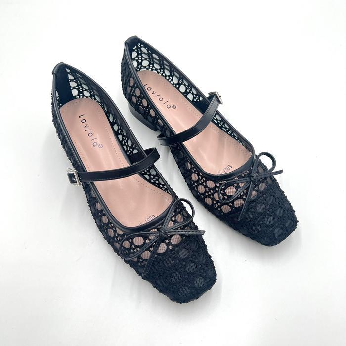 Laviola 5057 FFD Sepatu Pantofel Wanita Warna Hitam dan Khaki Ukuran 37 - Pantofel Shoes Wanita Blac