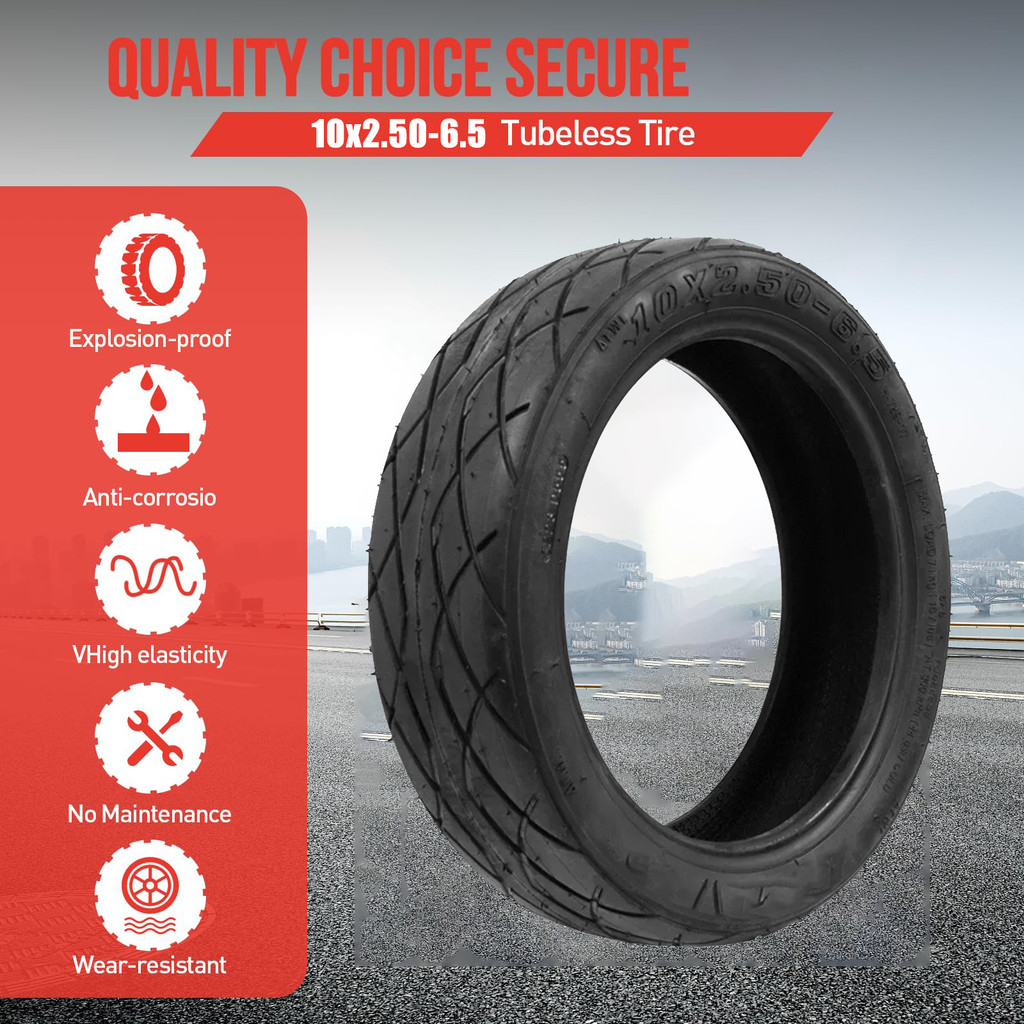 10x2.50-6.5 Tubeless Scooter Tire 10-Inch Vacuum Tires for Ninebot MAX G30 INMOTION L9 S1 Pure Air