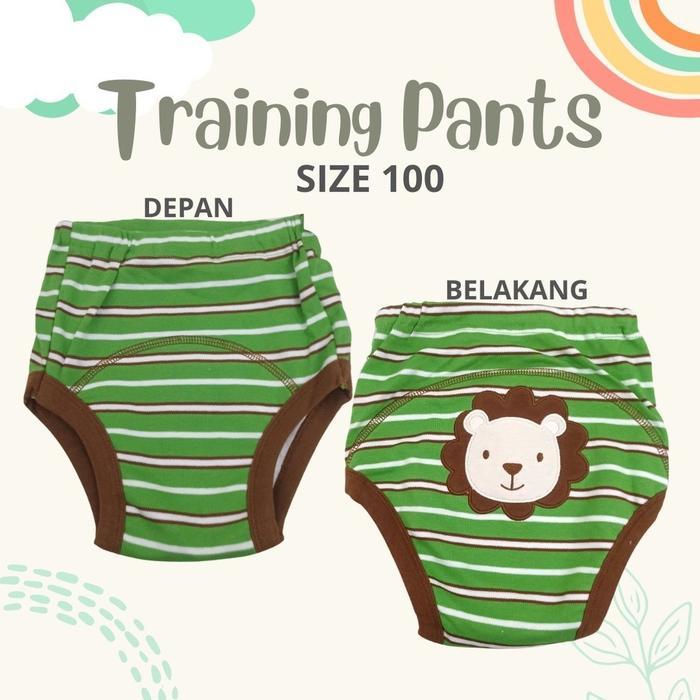 Mom N Bab Training Pants Motif rna Size 100 Celana Bayi Berbahan Katun 100 Persen dengan Desain Kter