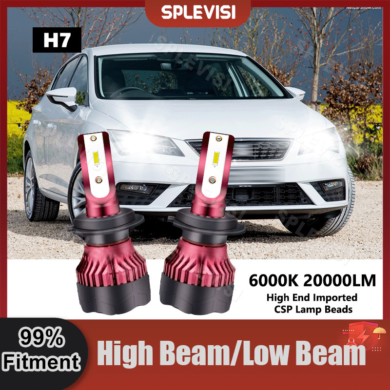 2X H7 LED Headlight High Beam/Low Beam Bulbs For Seat Leon MK3 2012