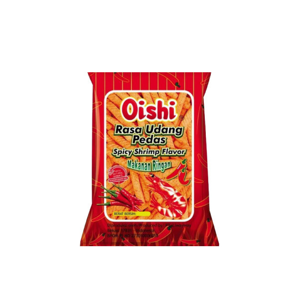 oishi snack stik udang pedas 130 gram