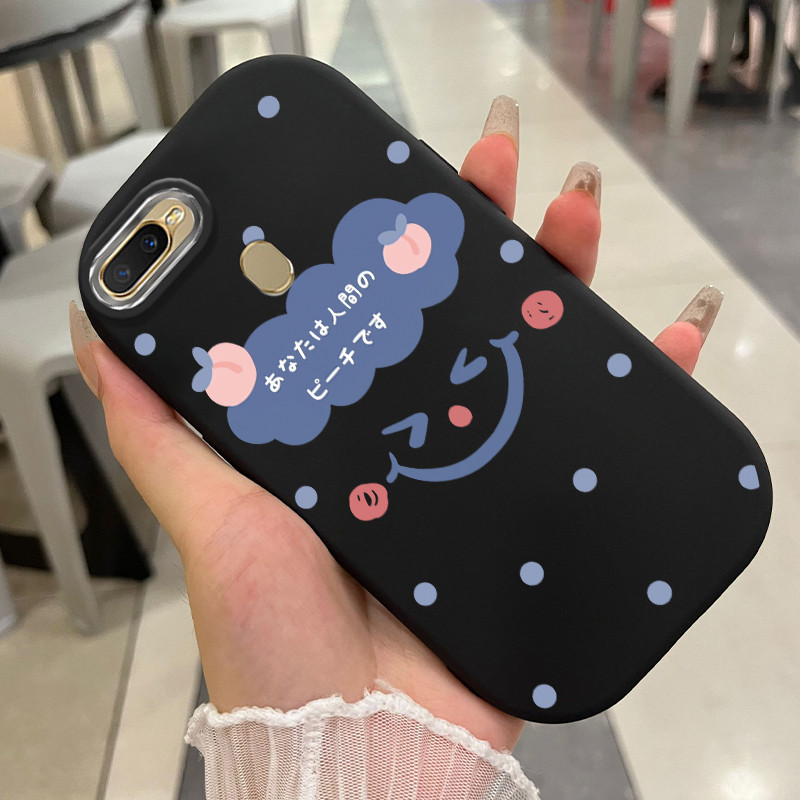Casing Hp Untuk OPPO A7 A5s A12 A12s A11k Case Japan Style Peach Kasing  silikon Cesing gelombang So