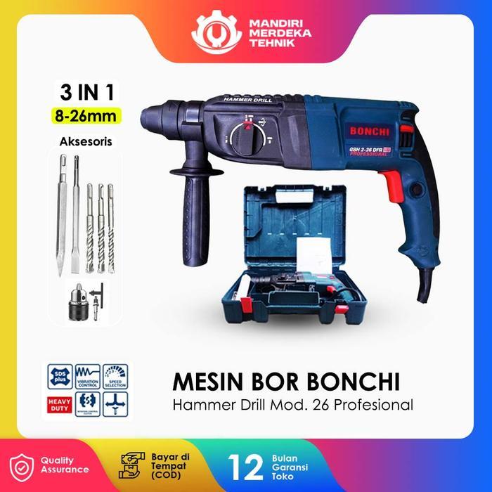 Krisbow Tools -  Bonchi Rotary Hammer 26Mm Rotary Hammer Drill - Bor Sds+ 26 Mm Bisa 3 Fungsi New
