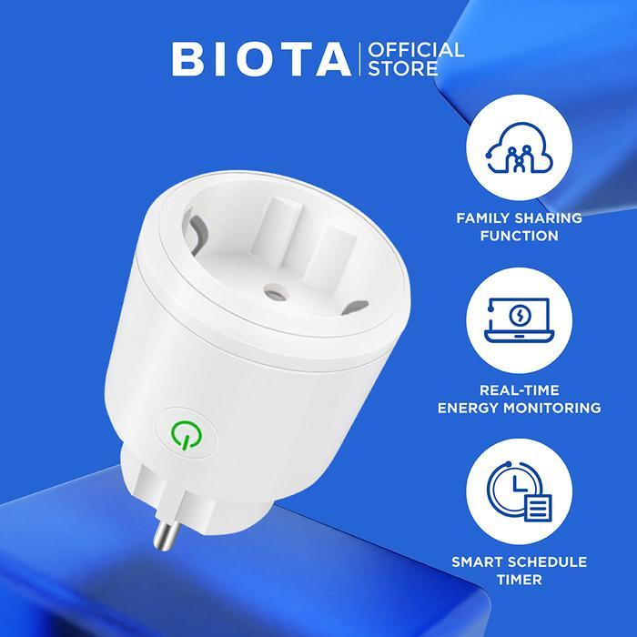 Biota Smart Plug - Colokan Portabel Otomatis Untuk Semua Elektronik Watt Meter Wifi Wireless Persegi