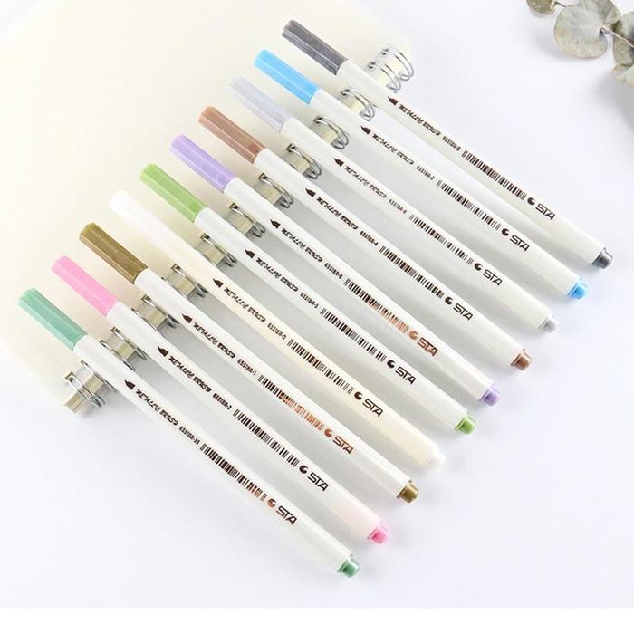 6551Br Winzige Metallic Brush Pen Spidol Warna Pena Kuas Metalik Kaligrafi Dekor Calligraphy Brush