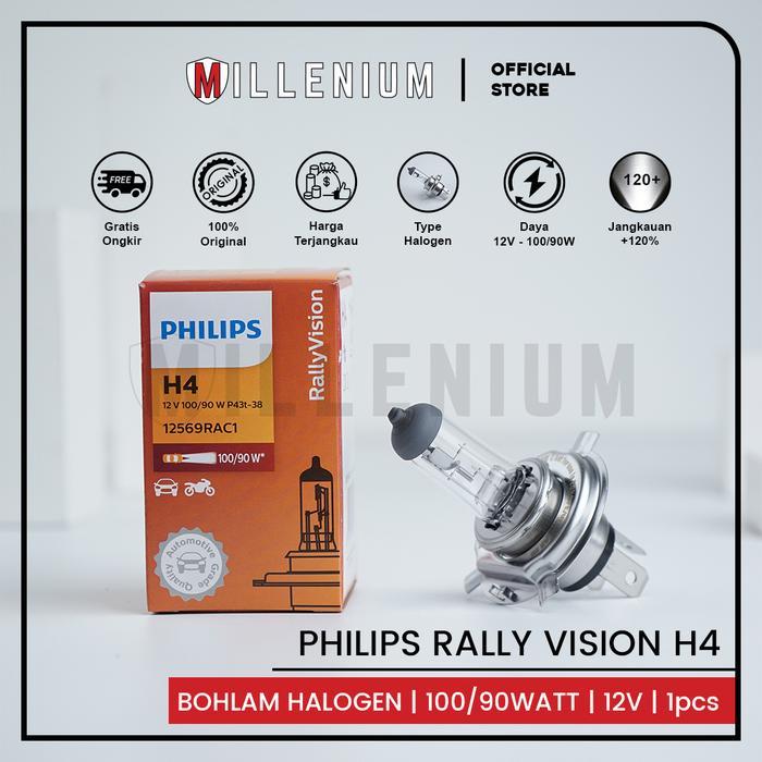 "New" Bohlam Philips Lampu Headlamp Mobil H4 100/90 W 12v Ori
