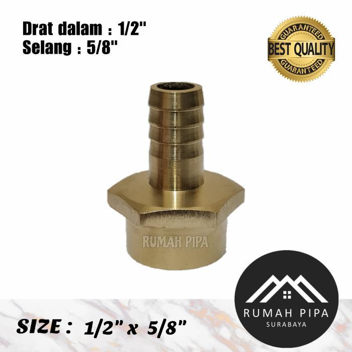 TERLENGKAP Nepel Selang drat dalam 1/2 x 5/8 kuningan