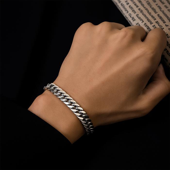 Gelang Tangan Pria Rantai Rapat Gelang Titanium Silver Terkini Aksesoris Pria Wanita Keren GT-1185