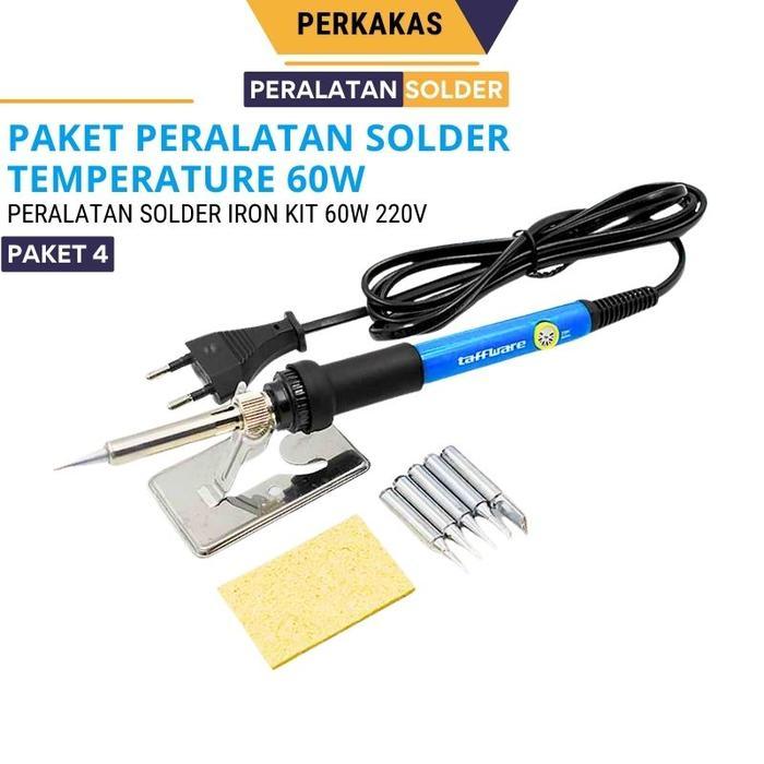 BIGSALE PAKET LENGKAP SOLDER LISTRIK 60 WATT ADJUSTABLE TEMPERATURE FAST HEATING SOLDER TEKNISI HP