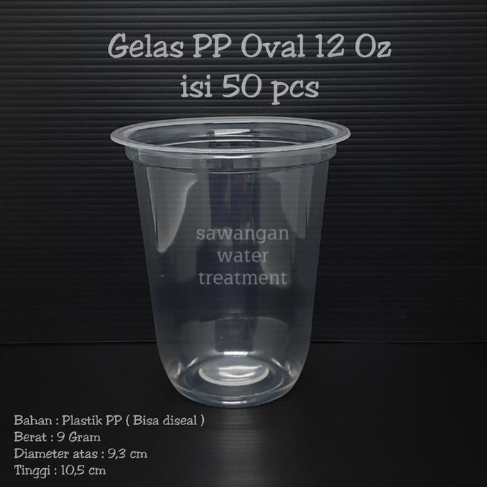 Ada Stok GELAS OVAL PP 12 OZ / gelas pp oval 12oz / gelas oval 12oz - No Tutup