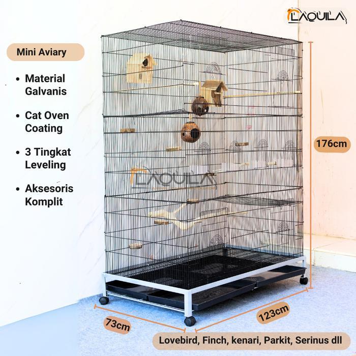 KANDANG GALVANIS LIPAT BURUNG KOLONI UMBARAN MINI AVIARY ALL SIZE 3 TINGKAT