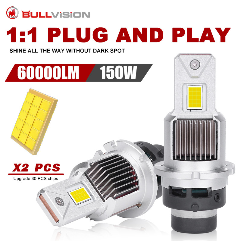Bullvision D2S D4S LED Headlight Bulbs D2R D4R Lamp 65000LM 1:1 LED