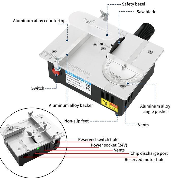 tokobryani Baifun Mini Table Saw DIY 5000RPM Gergaji Meja Mini Multifungsi Table Saw Portable Alat