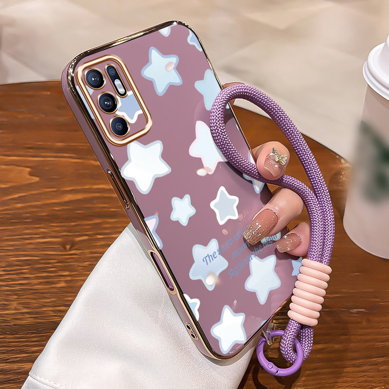 Casing Untuk OPPO Reno 6 4G Reno 6 5G Case Casing pola Bintang monokrom Kasing HP Kesing mewah Silik