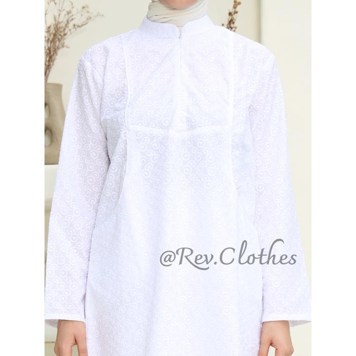 Baju Umroh Wanita Dewasa Satu Set Atasan Bawahan Full Bordir Baju Ihram Wanita Muslim Setelan Tunik