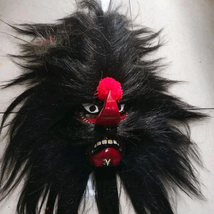HOT SALE GANONGAN PAKEM PONOROGO RAMBUT SINTETIS FULL HITAM DENGAN DETAIL WAJAH MERAH DAN GIGI