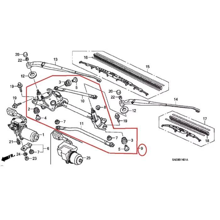 LINK WIPER DEPAN HONDA JAZZ GD3 2004 2005 2006 2007 ORI OK.