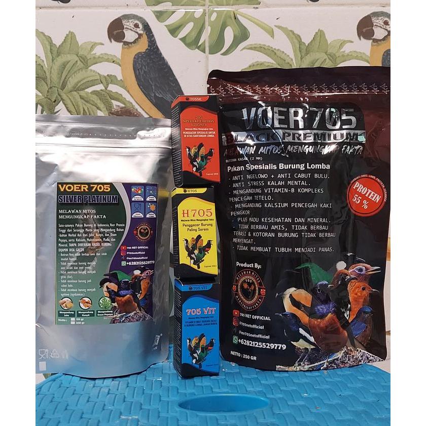 H705 705 VIT Paket Suplemen Burung 705 SE + 705 VIT + H705 + Black Prem 250gr + Bonus Silver 1 705 S